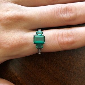 Sterling silver emerald ring